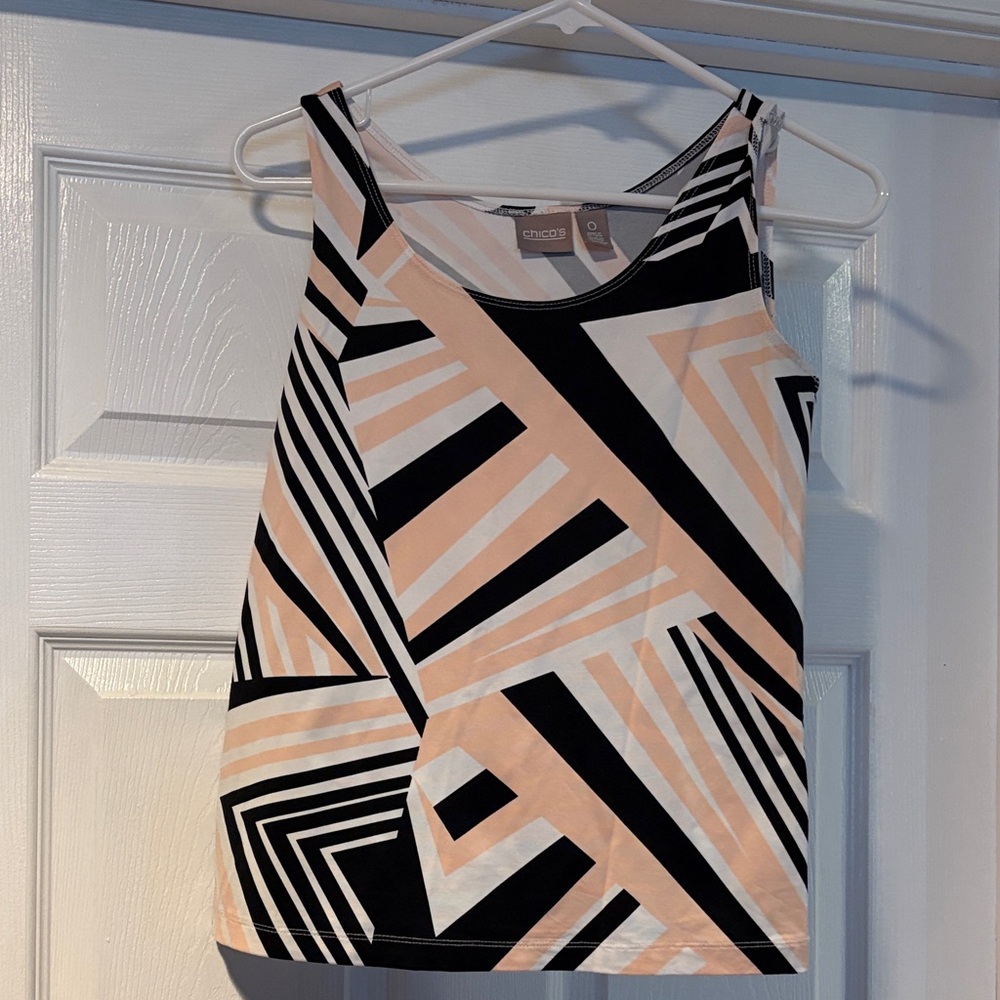 Chico's Black and Pink Geometric Camisole